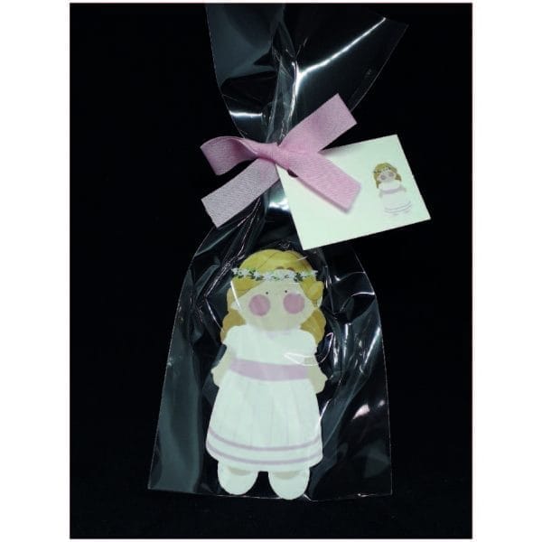 Imán niña comunión rubia vestido rosa (fórex)