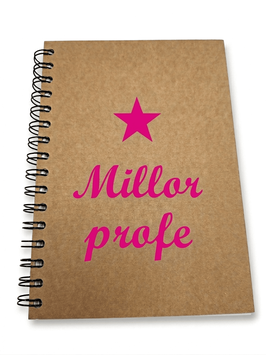 Llibreta espiral "Millor profe" lletres fúcsies