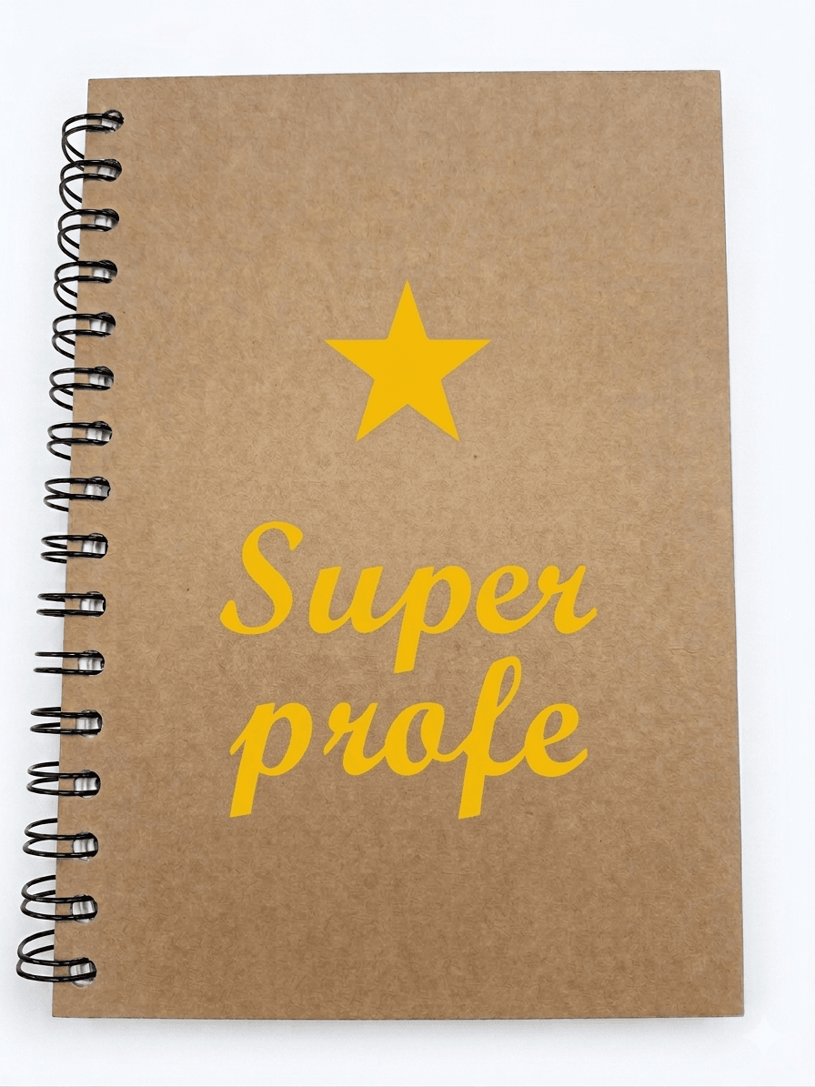 Llibreta espiral "Super profe" lletres grogues