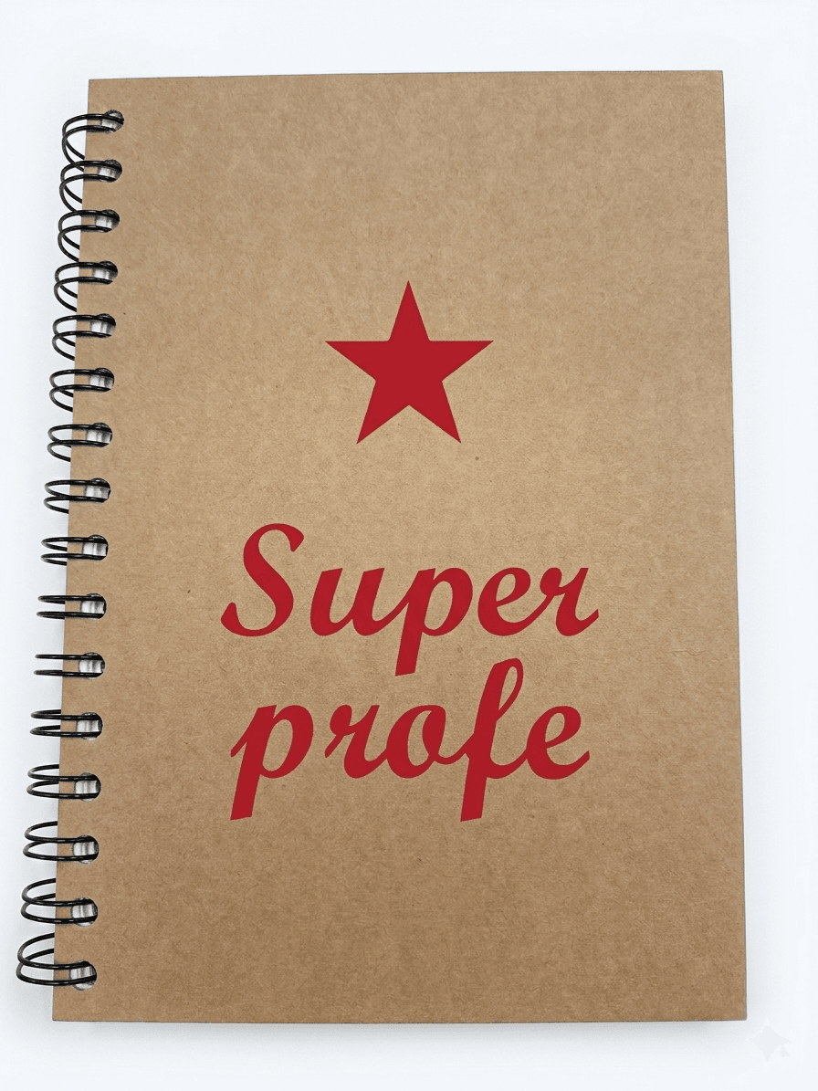 Llibreta espiral "Super profe" lletres vermelles