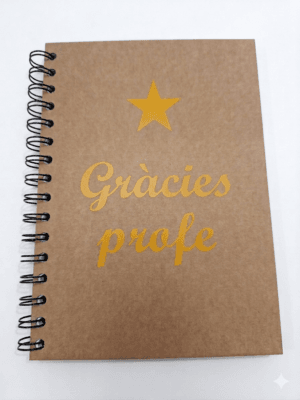 Llibreta espiral "Gràcies profe" lletres grogues