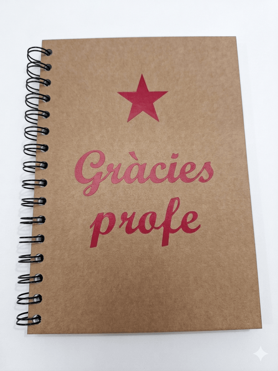 Llibreta espiral "Gràcies profe" lletres vermelles