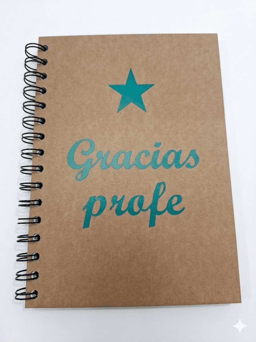 Llibreta espiral "Gracias profe" lletres verdes