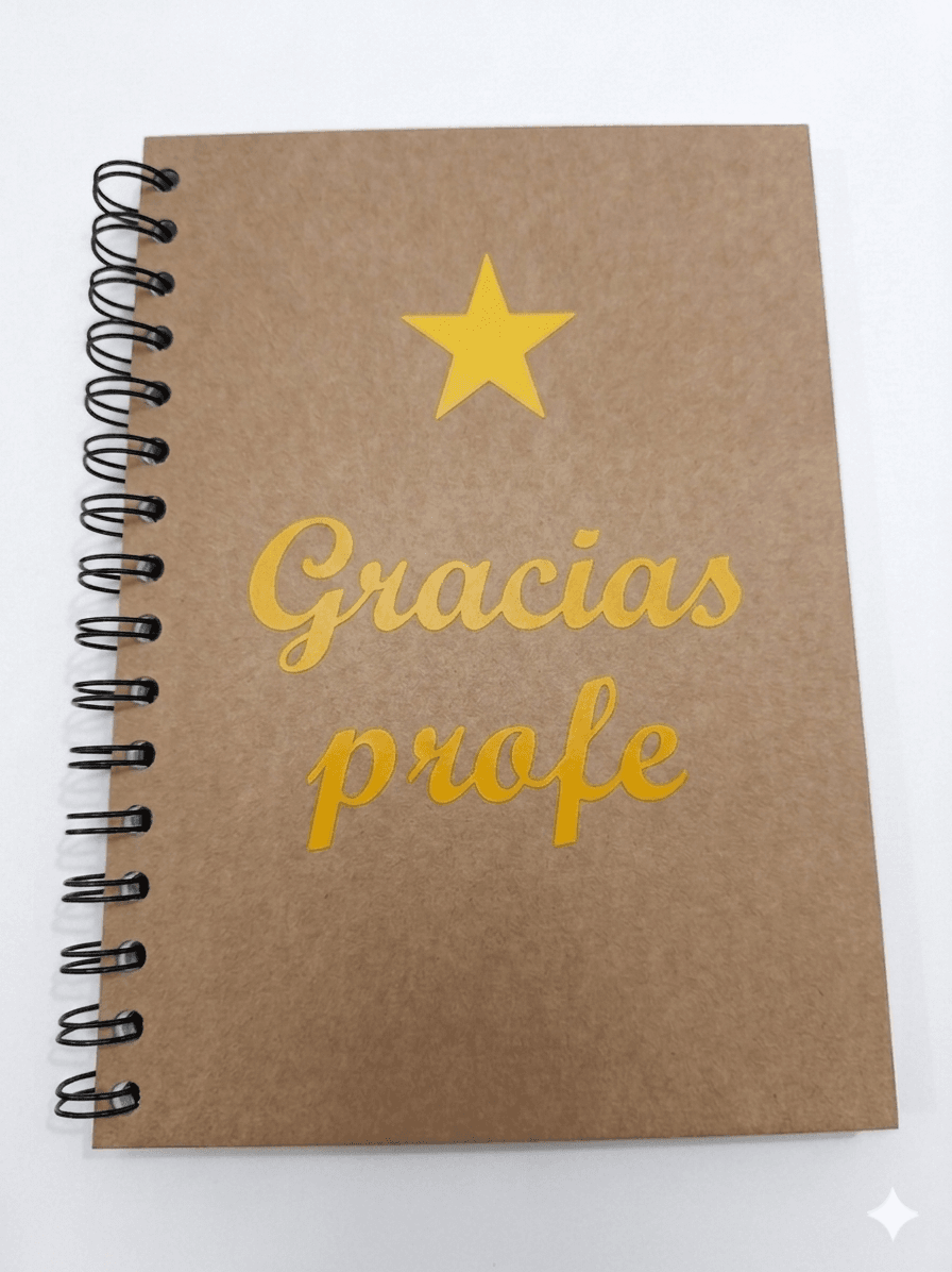 Llibreta espiral "Gracias profe" lletres grogues